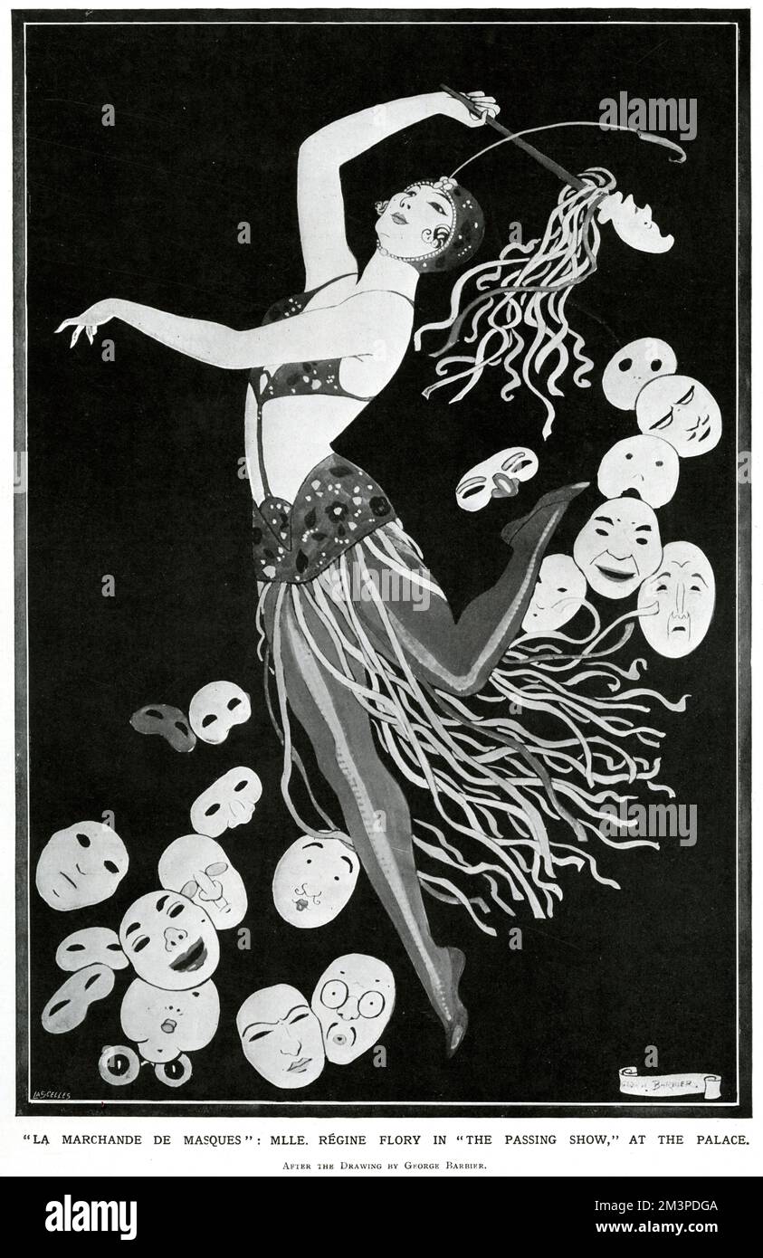 La Marchande de Masques.  Regine Flory in The Passing Show, the popular revue at the Palace Theatre in 1914.       Date: 1914 Stock Photo