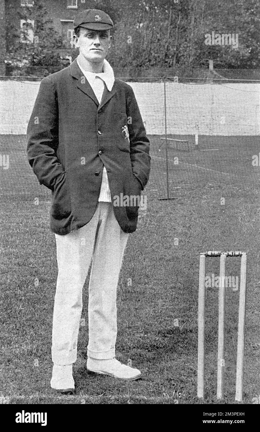 Colin Blythe (born 30 May 1879, Deptford died 8 November 1917, Belgium), also known as Charlie Blythe, Kent and England left arm spinner who is regarded as one of the finest bowlers of the period between 1900 and 1914  sometimes referred to as the &quot;Golden Age&quot; of cricket.  Blythe joined the King's Own Yorkshire Light Infantry. Sergeant Blythe was serving with the 12th (S) Battalion when he was killed by random shell-fire on the railway between Pimmern and Forest Hall near Passchendaele on 8 November 1917. He is buried in the Oxford Road CWGC Cemetery in Belgium  1917 Stock Photo