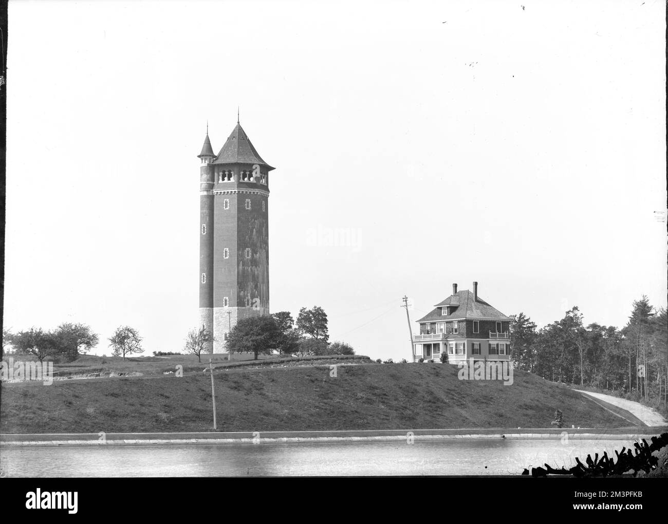 Reservoir and water tower , Water towers, Reservoirs Stock Photo Alamy