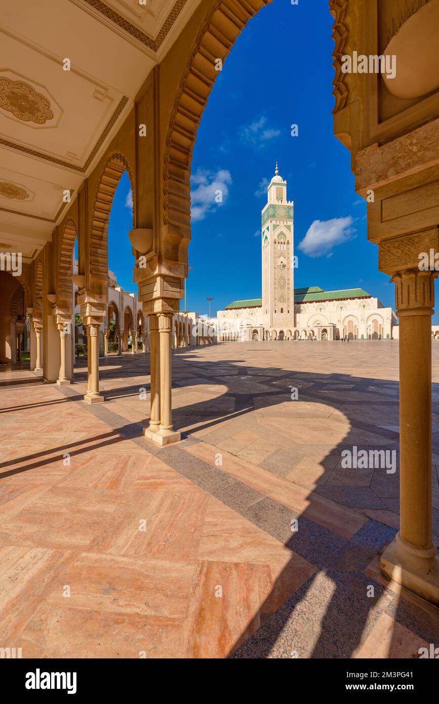 Mosque Hassan II in Casablanca, Morocco. Beautiful Islamic landmark in North Africa Stock Photo