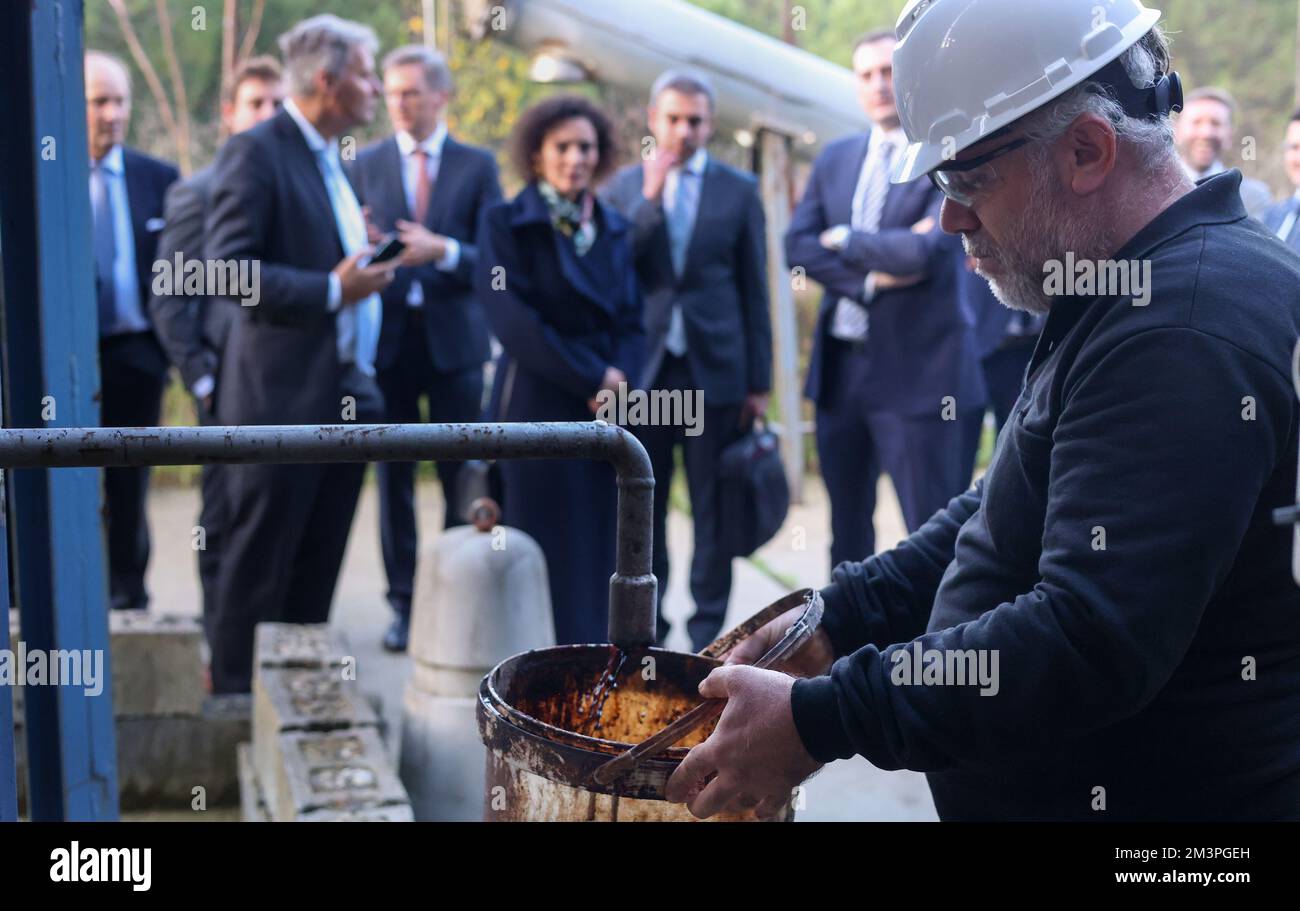 Foreign minister Hadja Lahbib pictured during a visit to the Sinpet Company on day three of a working visit of the Belgian Foreign Minister to Turkey, in Istanbul, Turkey, Friday 16 December 2022. BELGA PHOTO VIRGINIE LEFOUR Credit: Belga News Agency/Alamy Live News Stock Photo