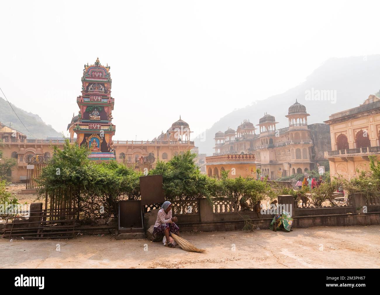 Galtaji temple aka monkey temple, Rajasthan, Jaipur, India Stock Photo ...