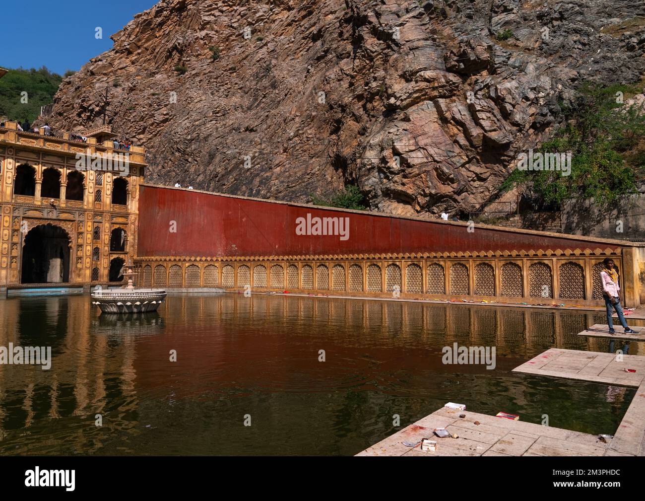 Galtaji temple pool aka monkey temple, Rajasthan, Jaipur, India Stock Photo