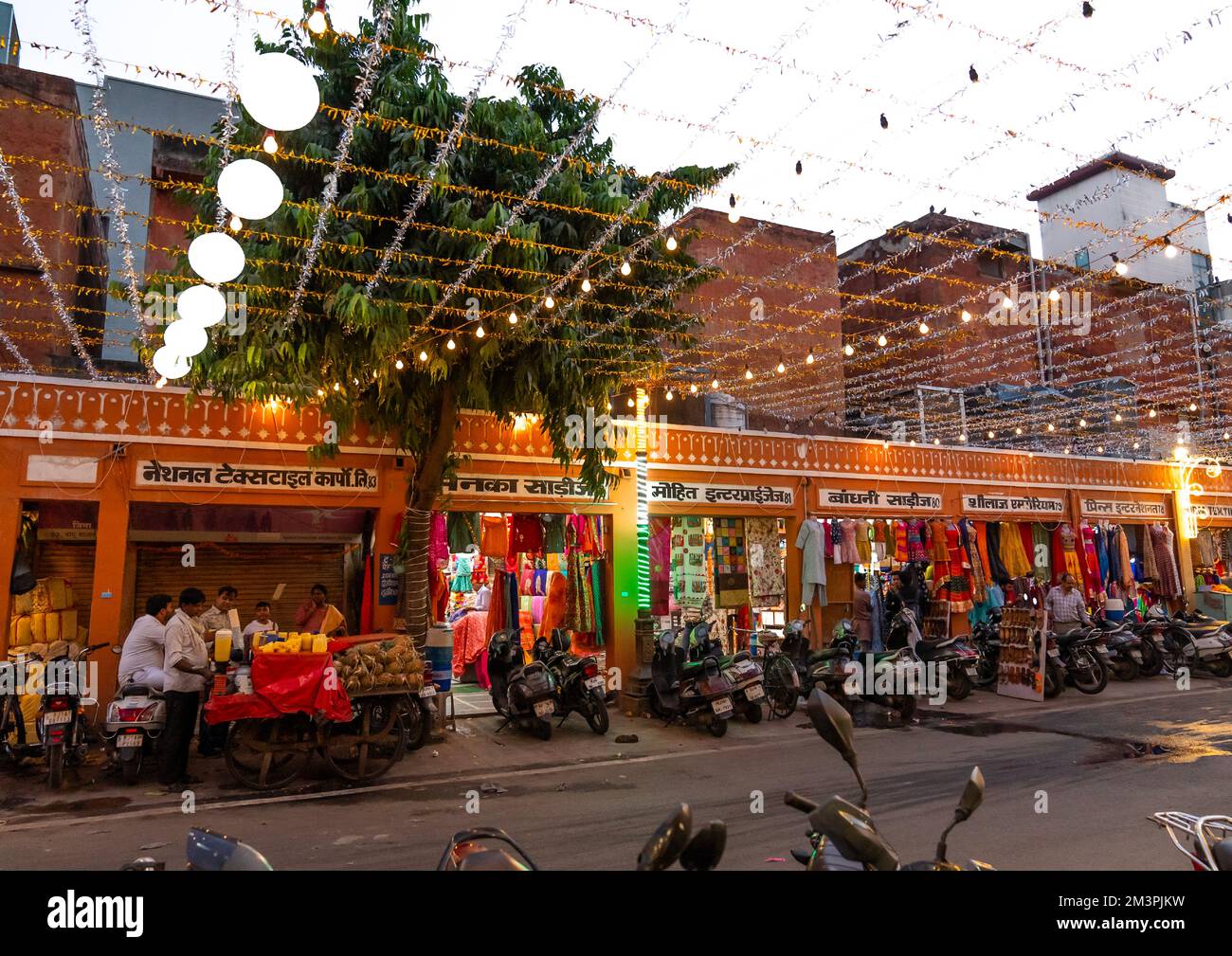 The town deocrated for Diwali festival, Rajasthan, Jaipur, India Stock Photo