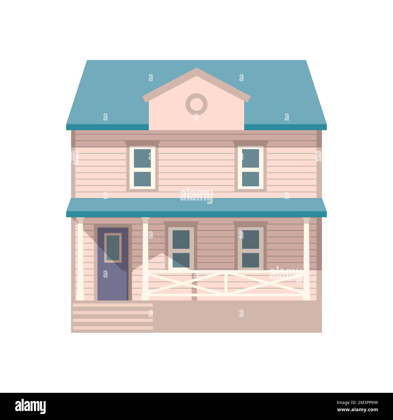 Country two-storey house in flat style. Vector illustration Stock Vector