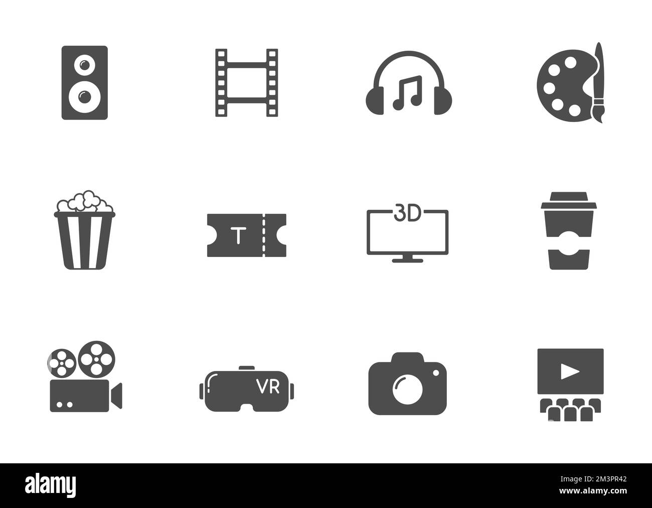 entertainment silhouette vector icons isolated Stock Vector Image & Art