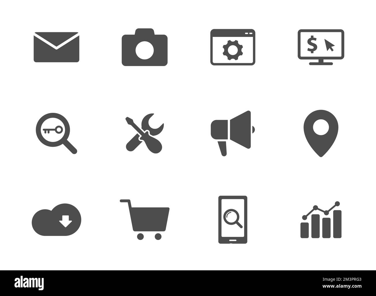 seo silhouette vector icons isolated on white Stock Vector Image & Art ...