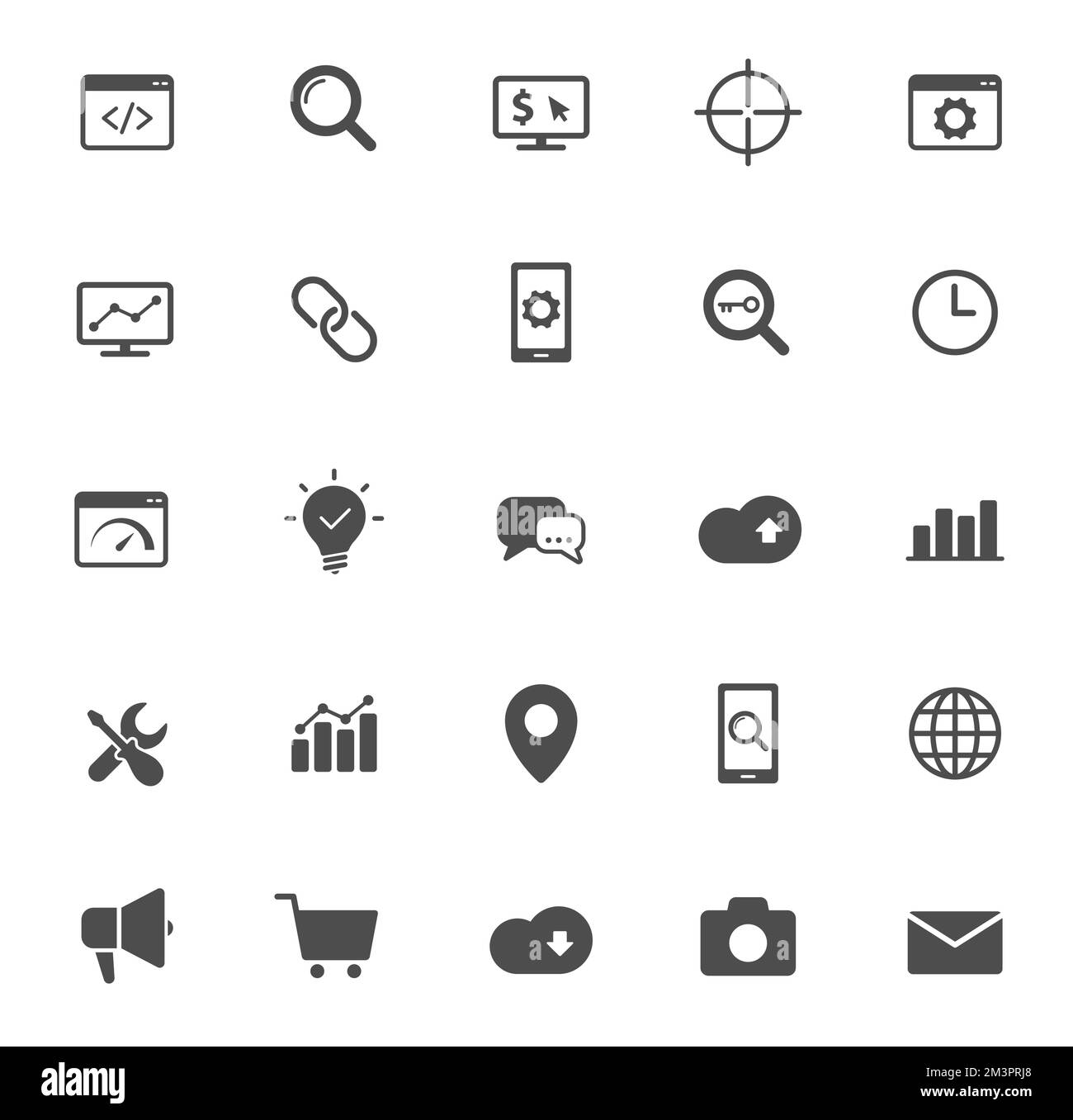 seo silhouette vector icons isolated on white Stock Vector Image & Art ...