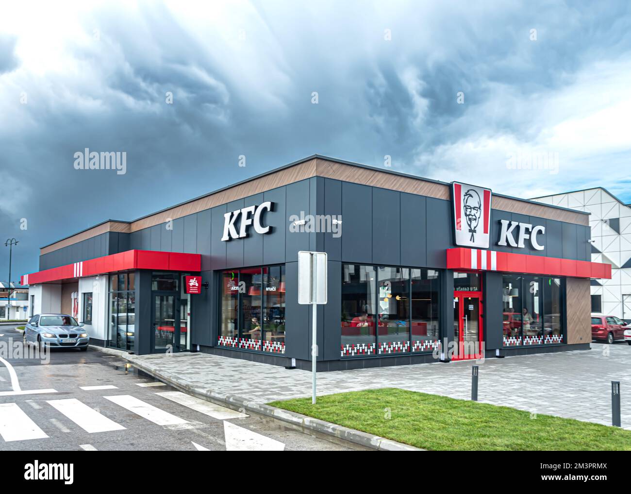 The first KFC drive thru restaurant in Bosnia and Herzegovina was opened yesterday in Sarajevo Stock Photo