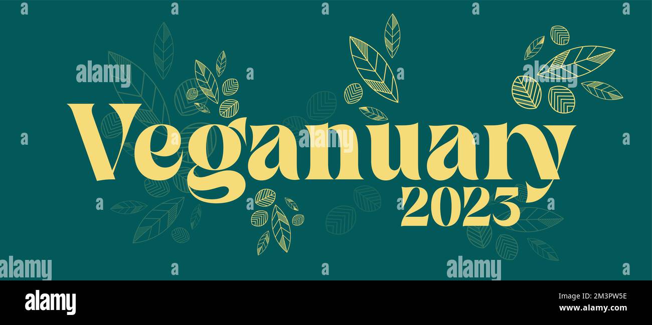 Veganuary Text design vector illustration on a green background. Stock Vector