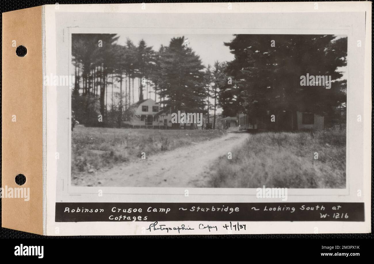 Robinson Crusoe Camp, looking south at cottages, Sturbridge, Mass., Apr