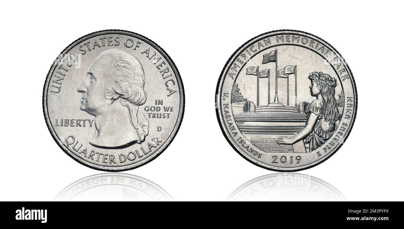 2019 american memorial park coin on white background Stock Photo