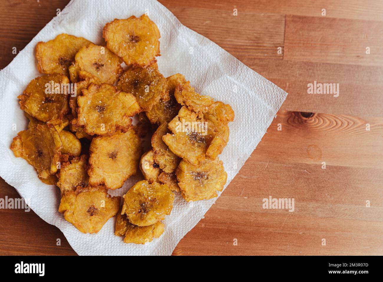 Fried slices of ripe plantains chips , traditional and popular snack