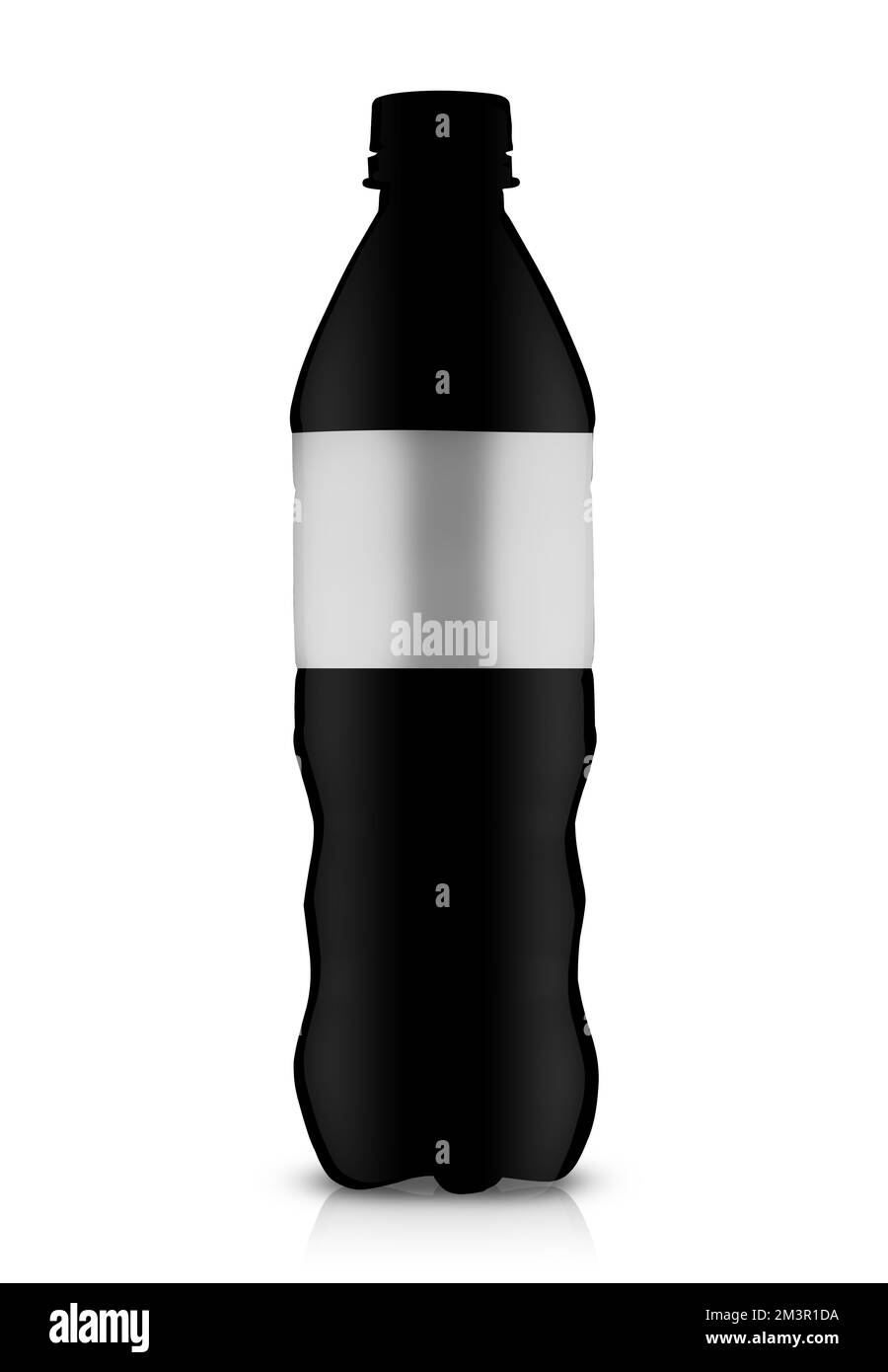 black plastic bottle with label on white background Stock Photo Alamy
