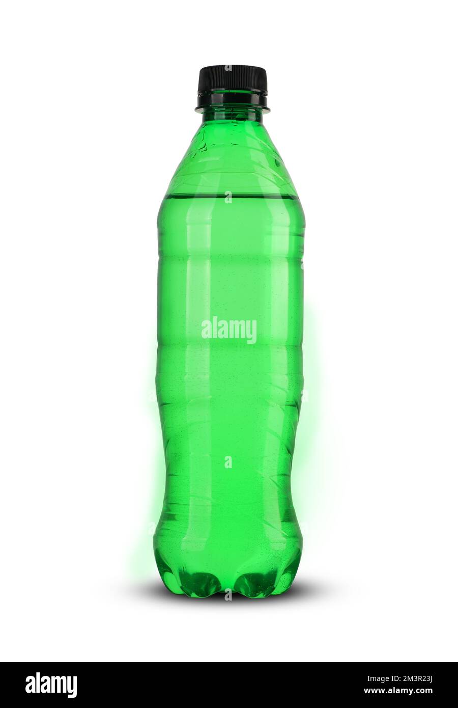 green plastic bottle with liquid on white background Stock Photo - Alamy