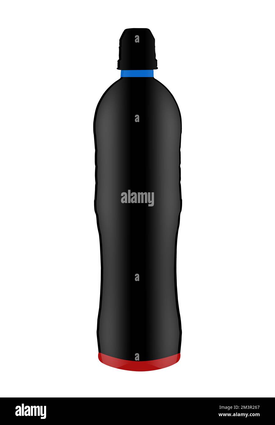 black plastic bottle without label on white background Stock Photo