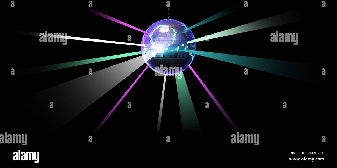mirror ball with light rays 3d rendering Stock Photo Alamy
