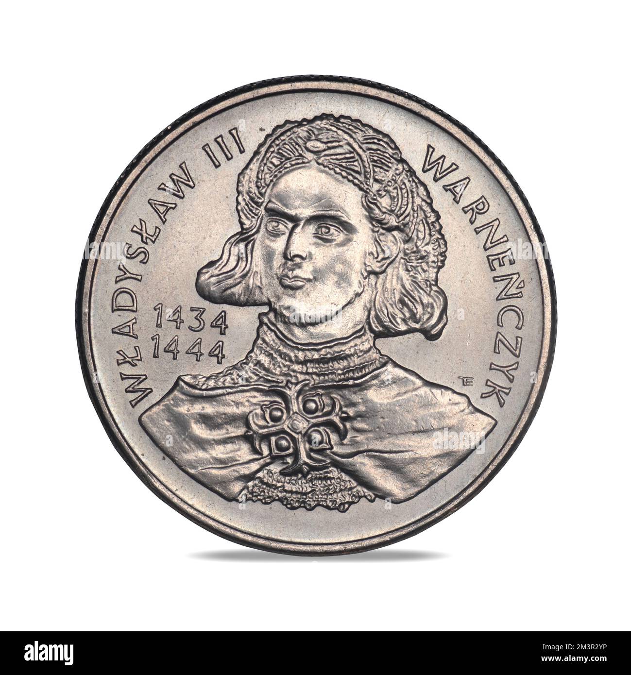 Polish circulation coin with king Władysław III Warneńczyk on a white background Stock Photo