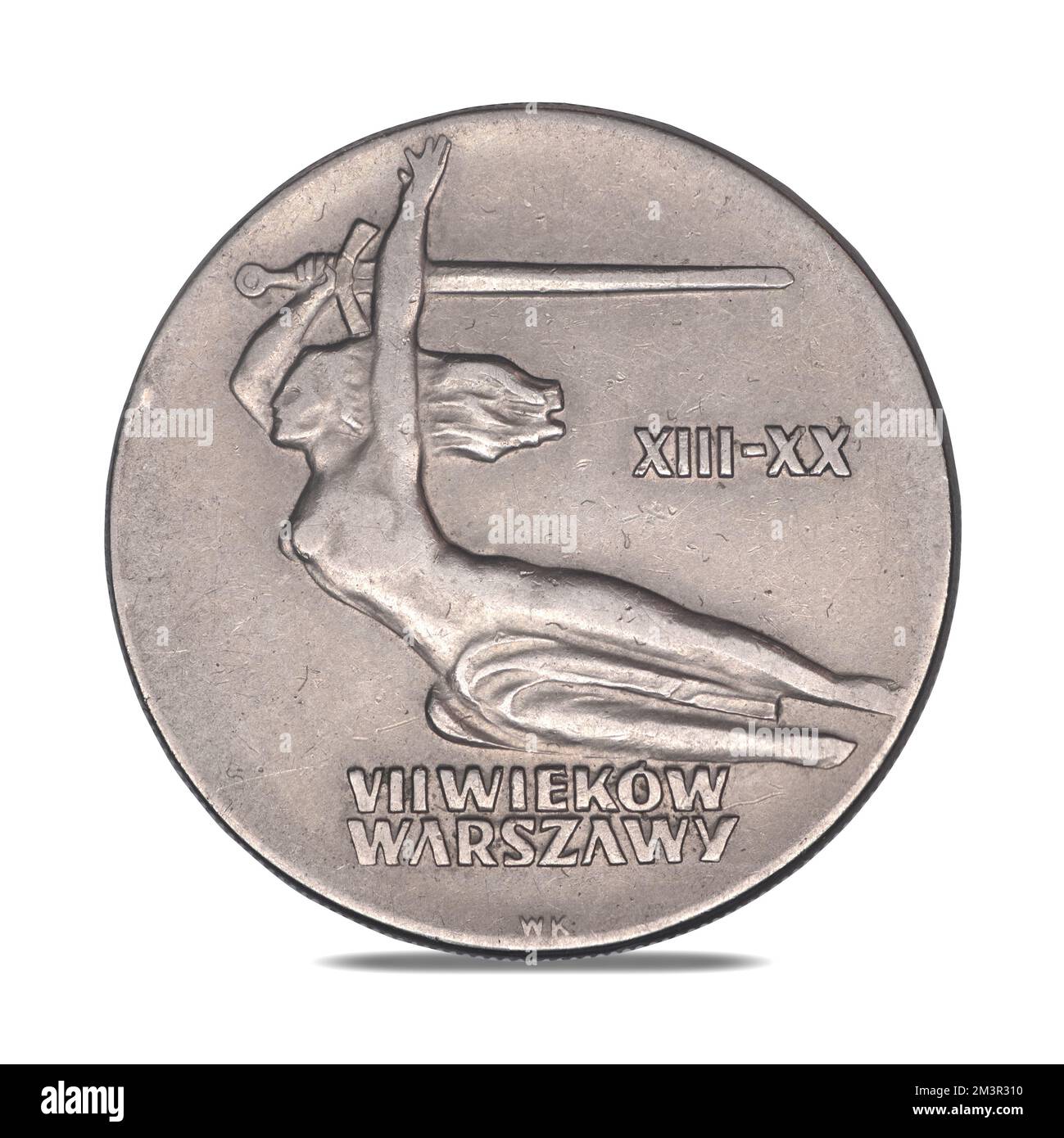 Polish coin of 10 zlotys - VII century Warsaw Nike Stock Photo
