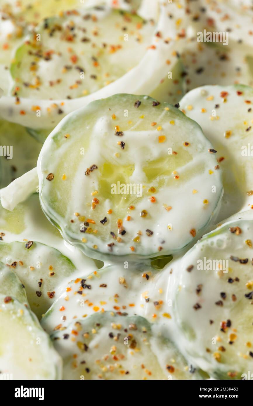 Homemade Sour Cream Cucumbers with Onions in a Bowl Stock Photo Alamy