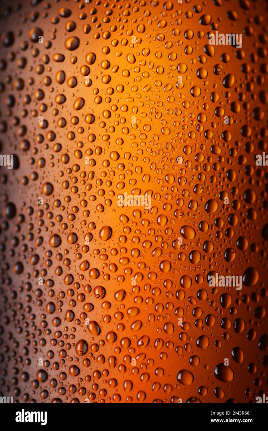 drop on an empty brown beer bottle Stock Photo