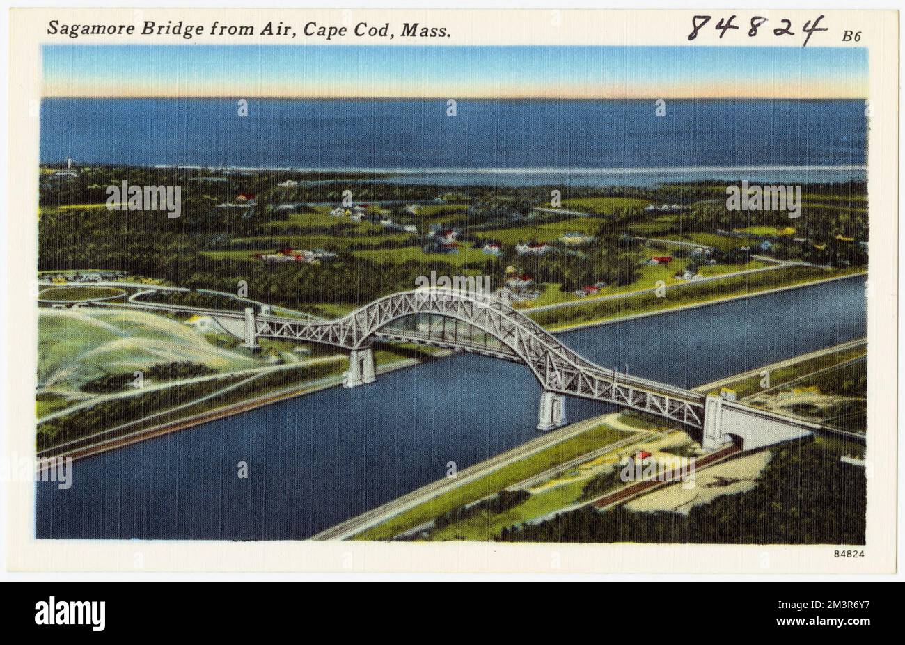 Mass Bridge Sagamore Bridge from air, Cape Cod, Mass. , Bridges, Tichnor Brothers ...