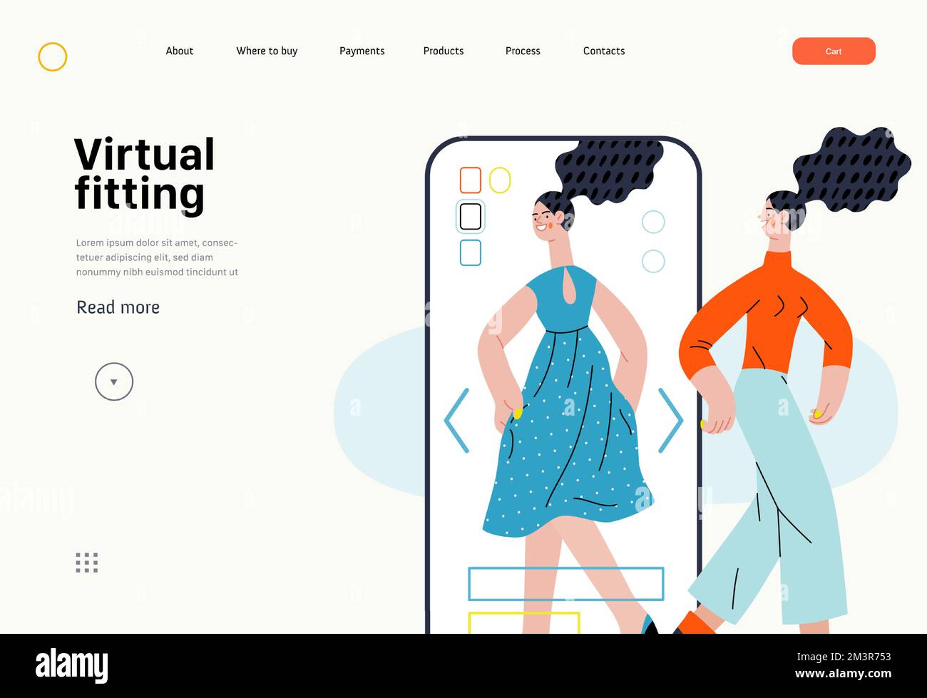 Virtual fitting Online shopping and electronic commerce series modern flat vector concept