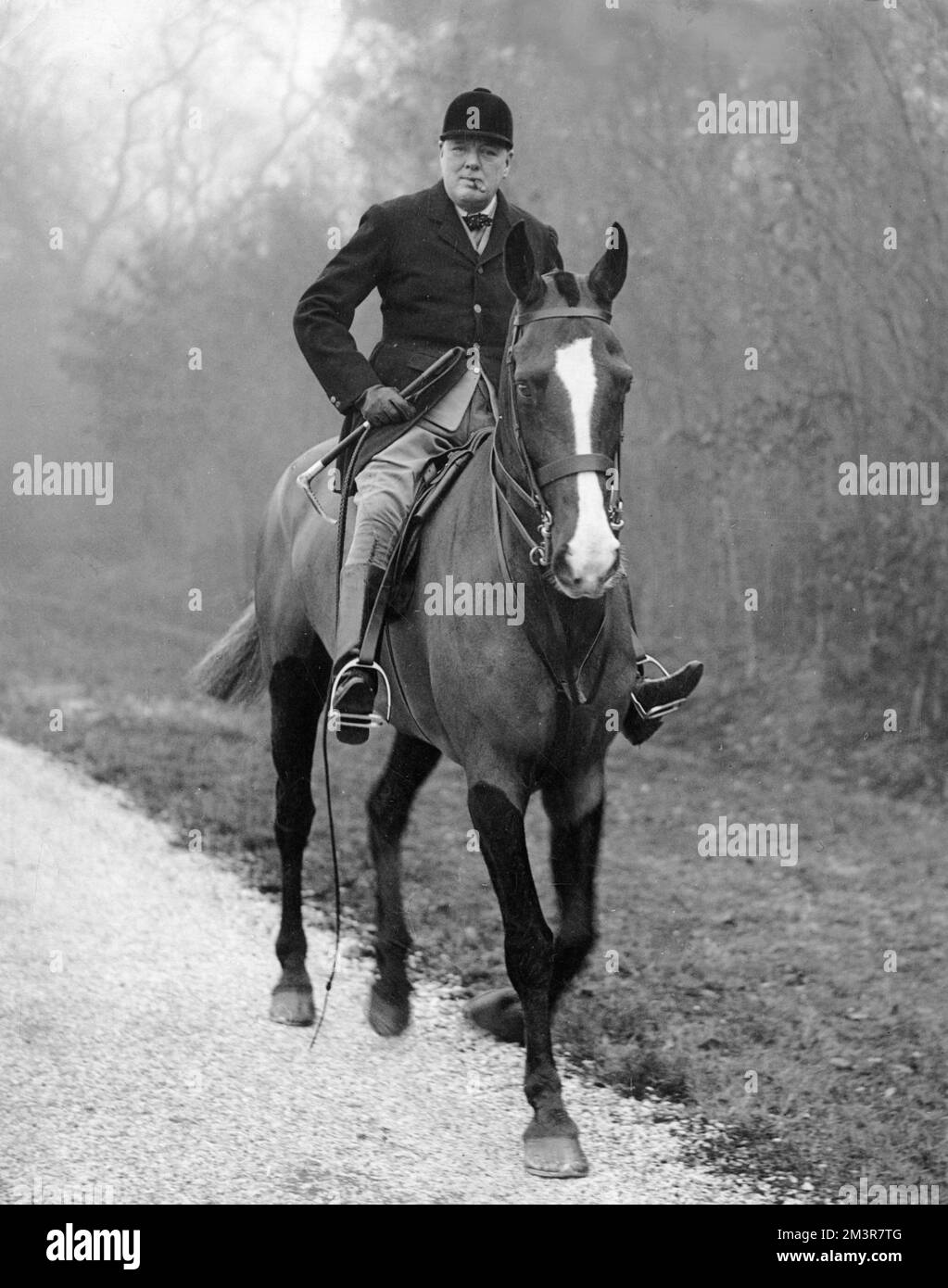 Winston Churchill at Duke of Westminster's boar hunt in France, circa