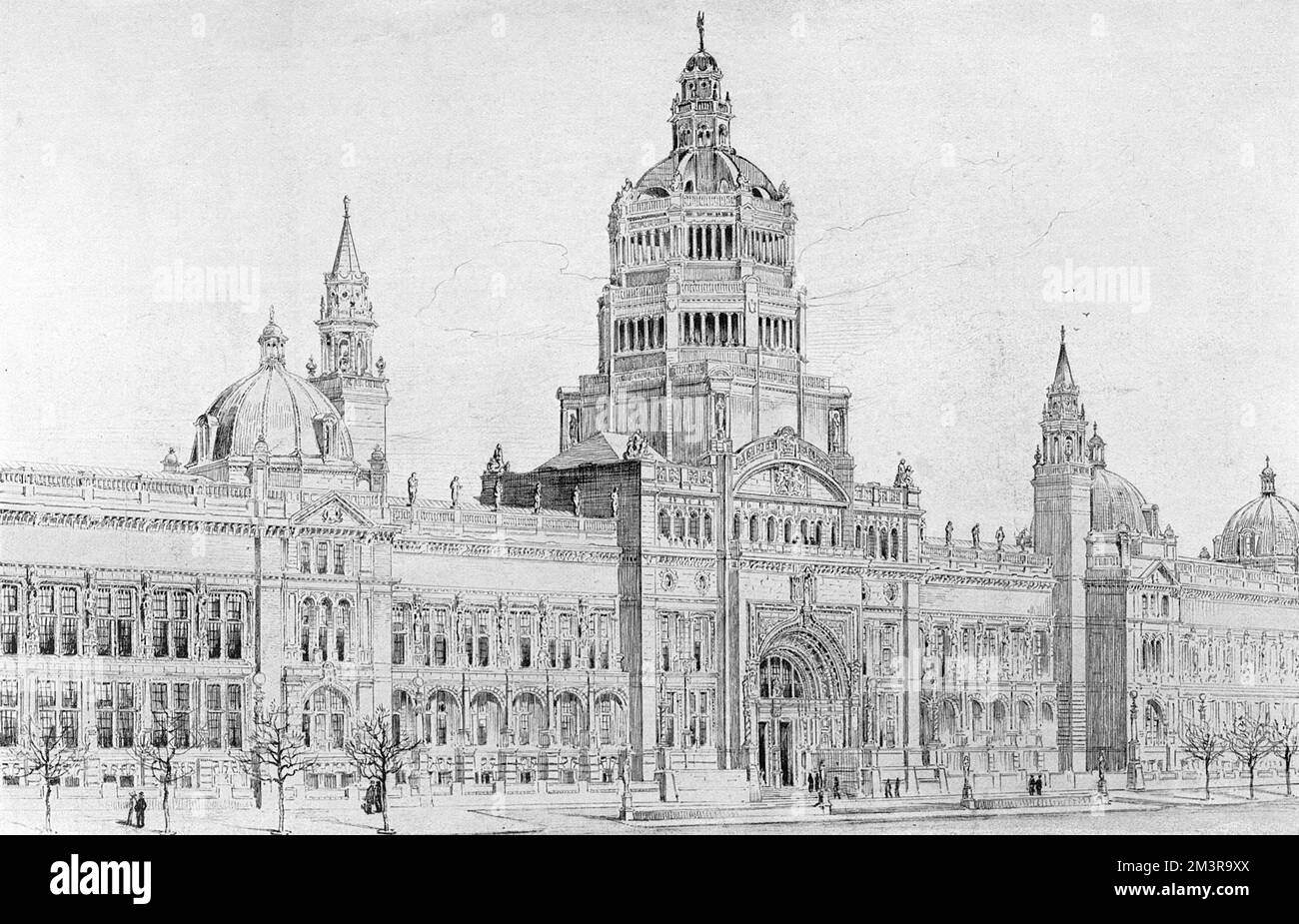 Victoria and Albert Museum, London - Aston Webb Front - the final modified design - opened in 1909.     Date: 1903 Stock Photo