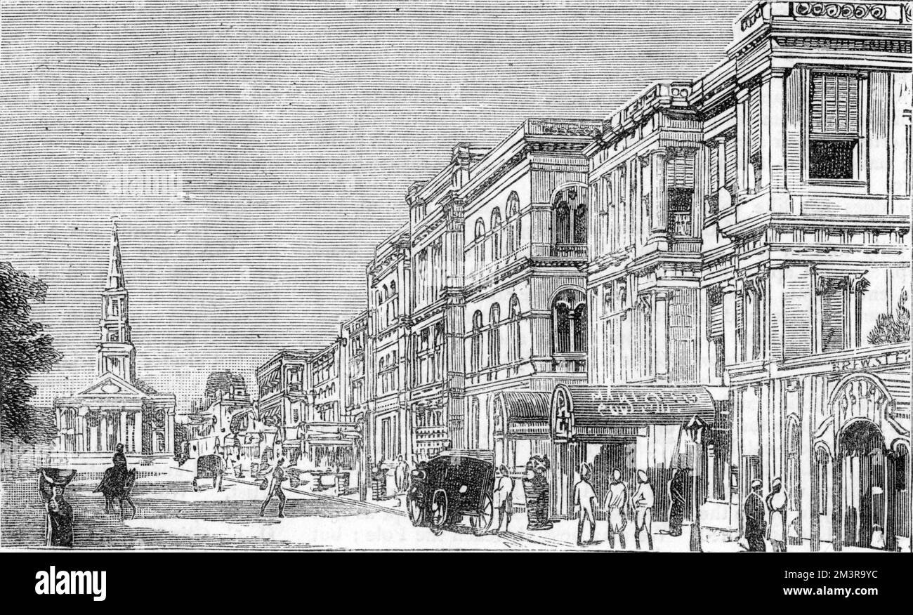 Kolkata - Old Court House Street.     Date: 1883 Stock Photo