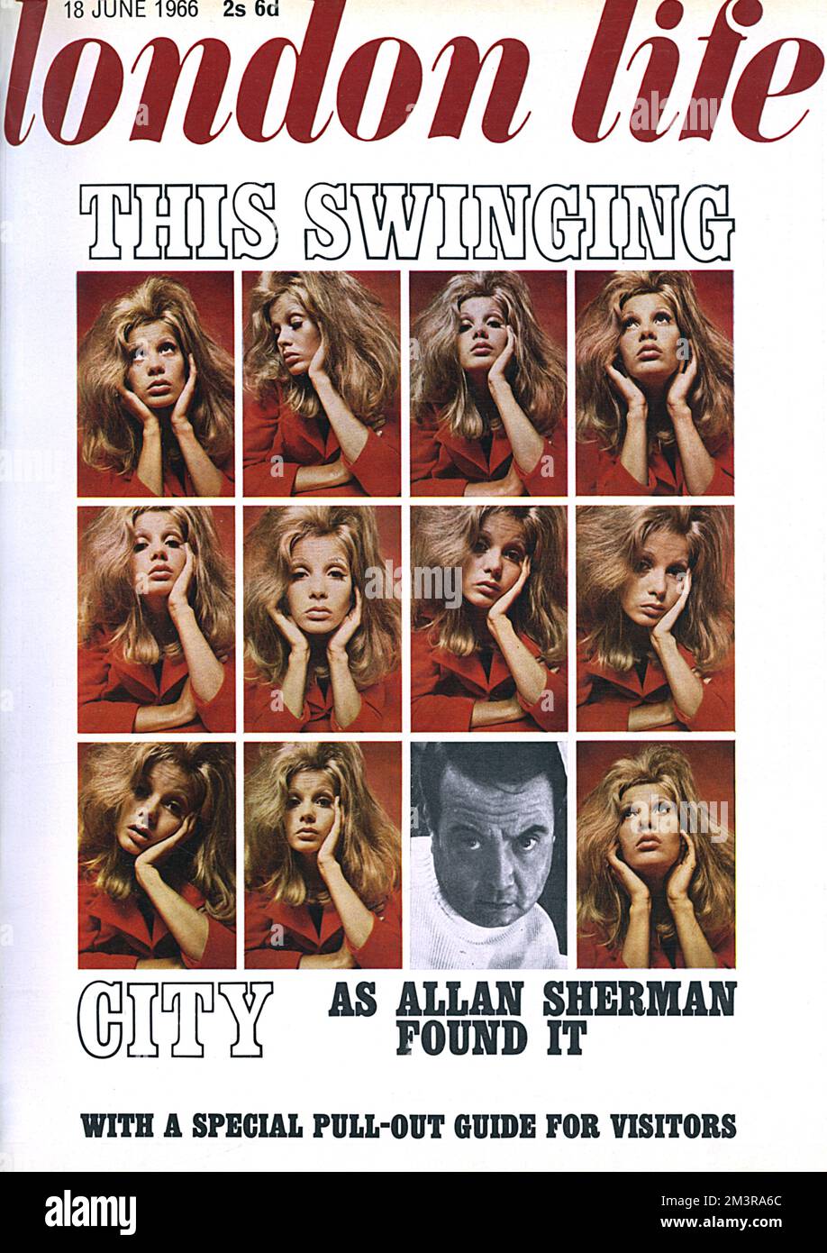 Front cover of London Life magazine, the short-lived but impossibly hip magazine that encapsulated swinging sixties London.  Cover heralds a feature inside on the swinging capital by Allan Sherman.  1966 Stock Photo