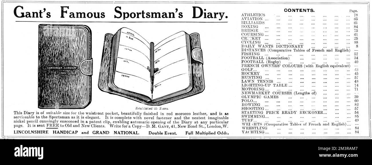 Gant's Famous Sportsman's diary Stock Photo