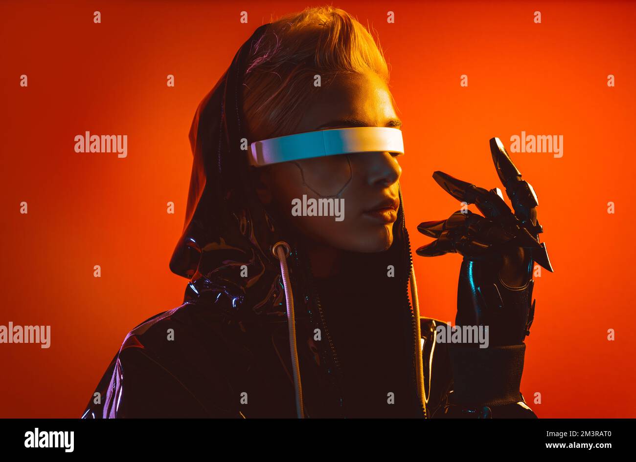 Representation of a bionic super human with advanced technology parts ...