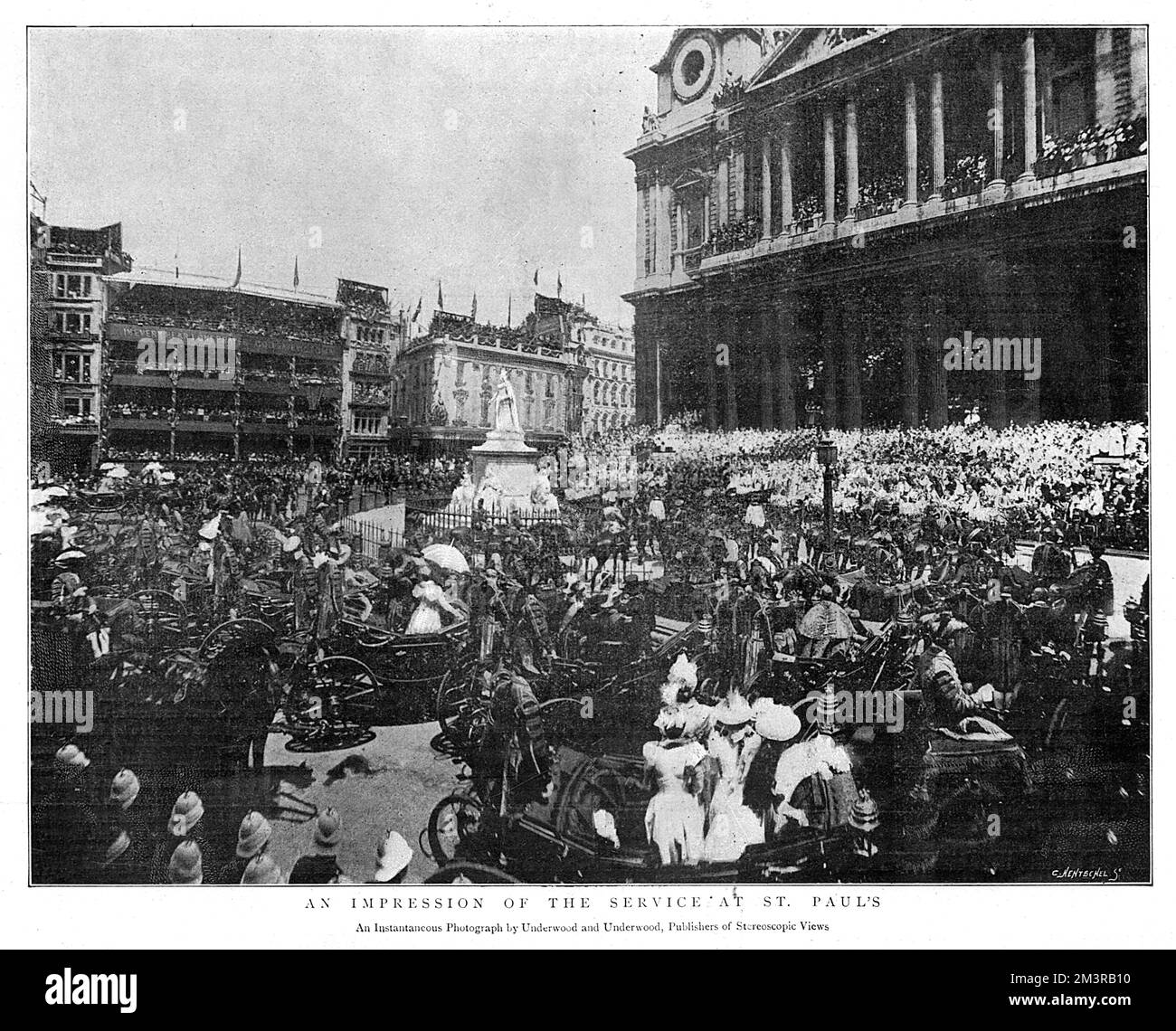 The scene outside St Paul's Cathedral during Queen Victoria's Jubilee Celebrations on 20 June 1897.      Date: 20 June 1897 Stock Photo