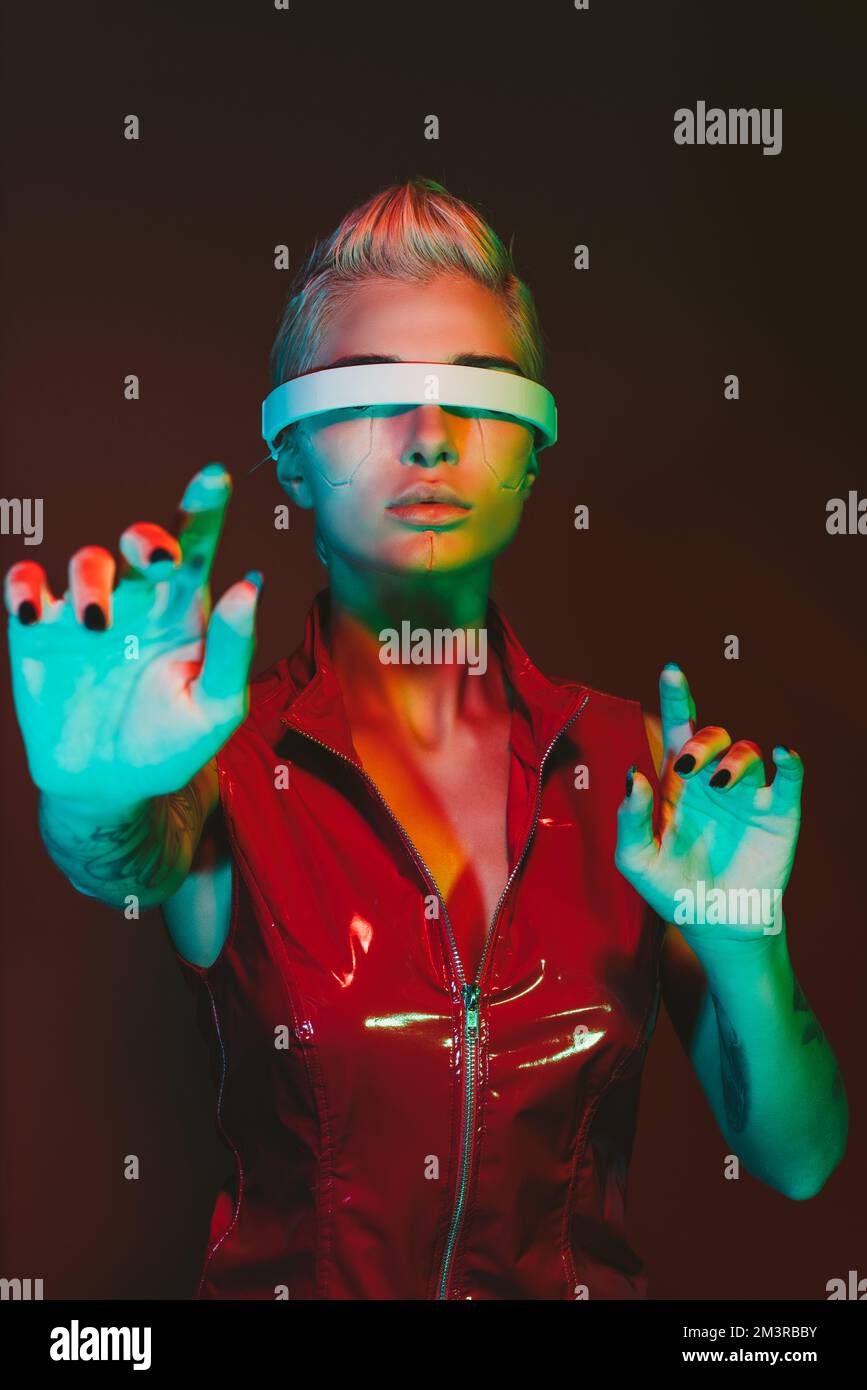 Representation of a bionic super human with advanced technology parts