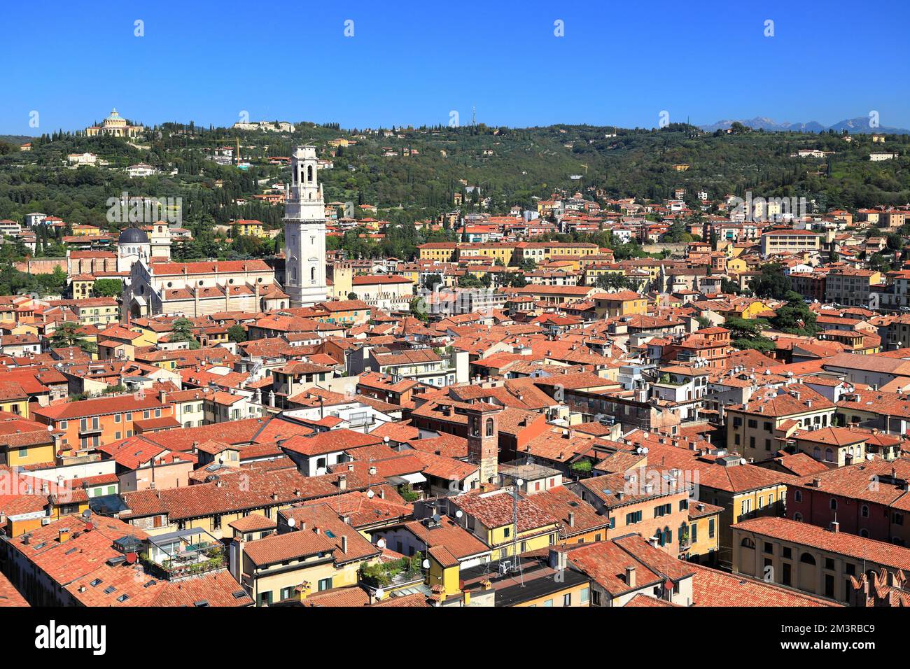 Aerial view of Verona from the Lamberti Tower. Verona, Italy, Europe. Stock Photo