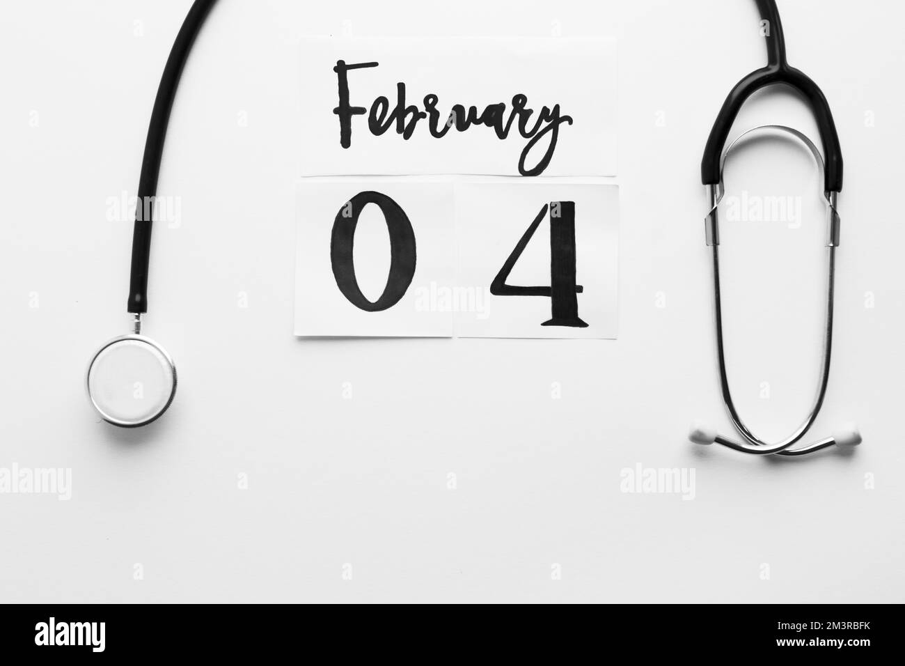 Stethoscope february 4 writing. Resolution and high quality beautiful photo Stock Photo