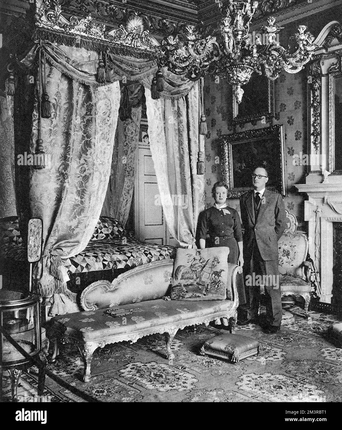 The Duke and Duchess of Bedford in the Queen Victoria bedroom at Woburn
