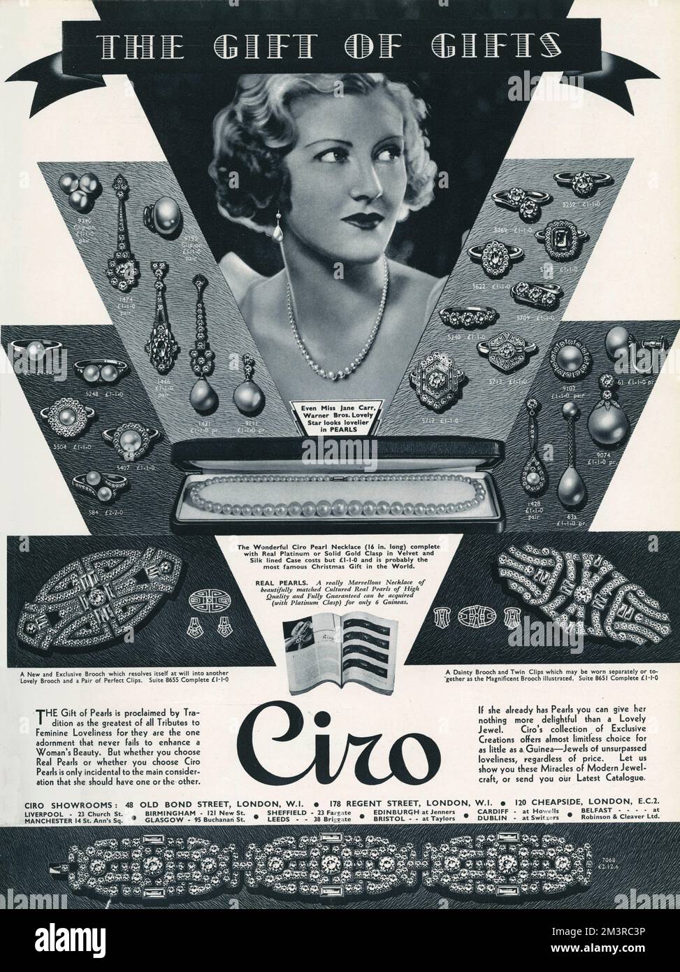 Advertisement for Ciro jewellery. The gift of gifts . 1936 Stock