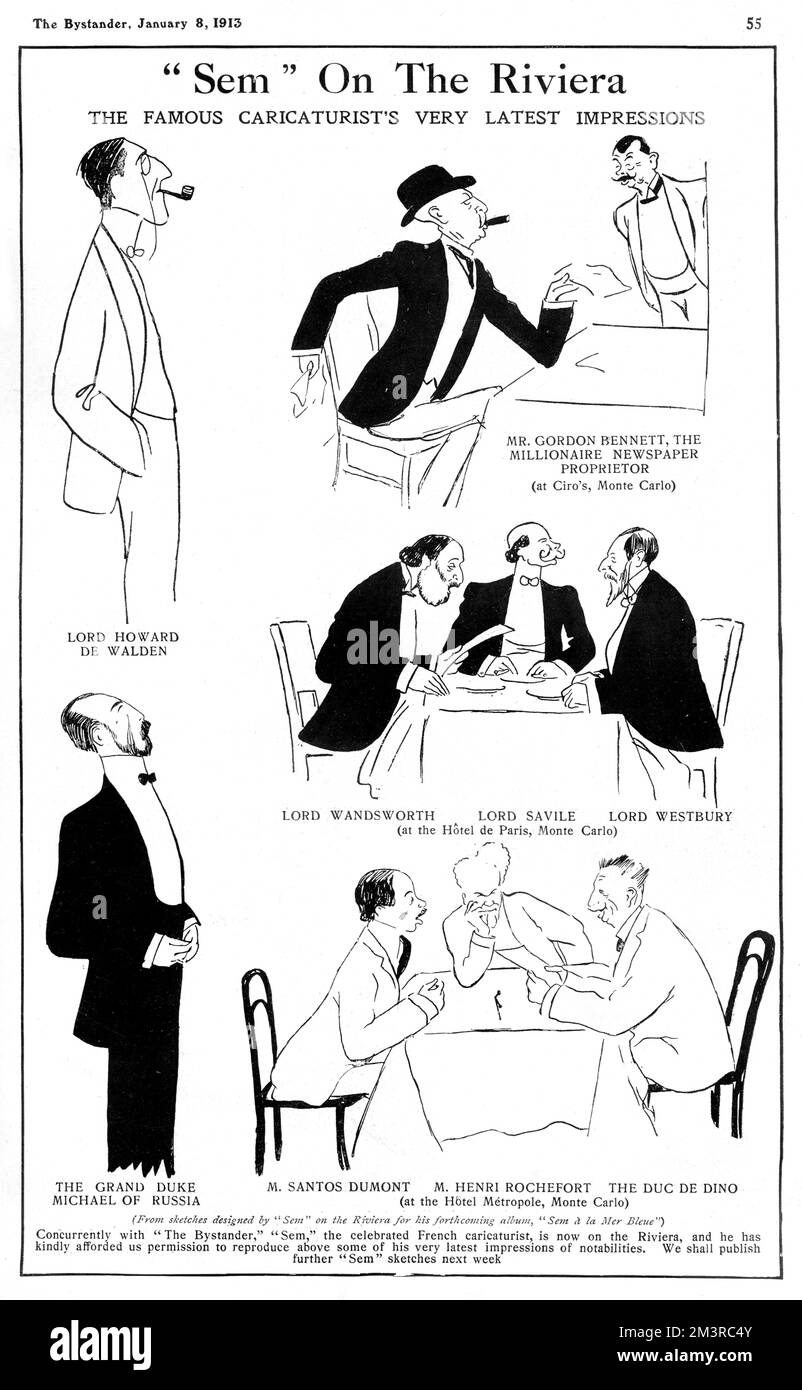 Sem on the Riviera, famous personalities 1913 Stock Photo
