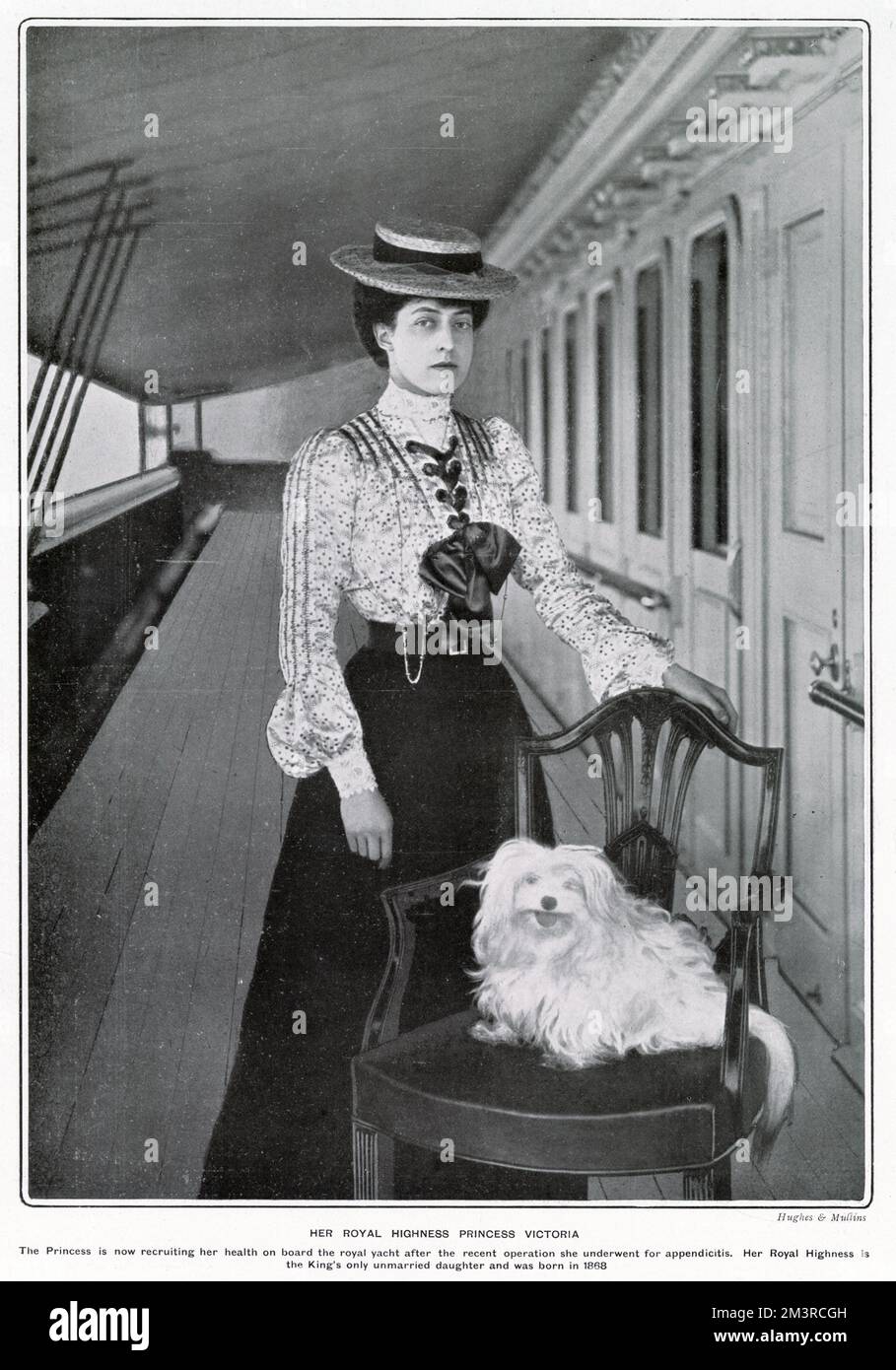 Princess Victoria (1868 - 1935), fourth child and second daughter of King Edward VII and Queen Alexandra. Recuperating on board the royal yacht 'HMY Victoria and Albert' after a recent appendicitis operation. Stock Photo