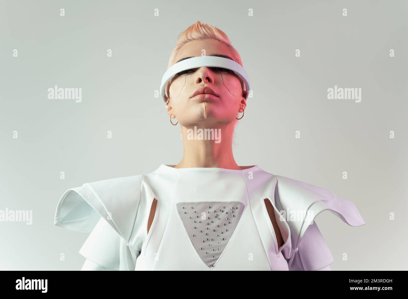 Representation of a bionic super human with advanced technology parts ...