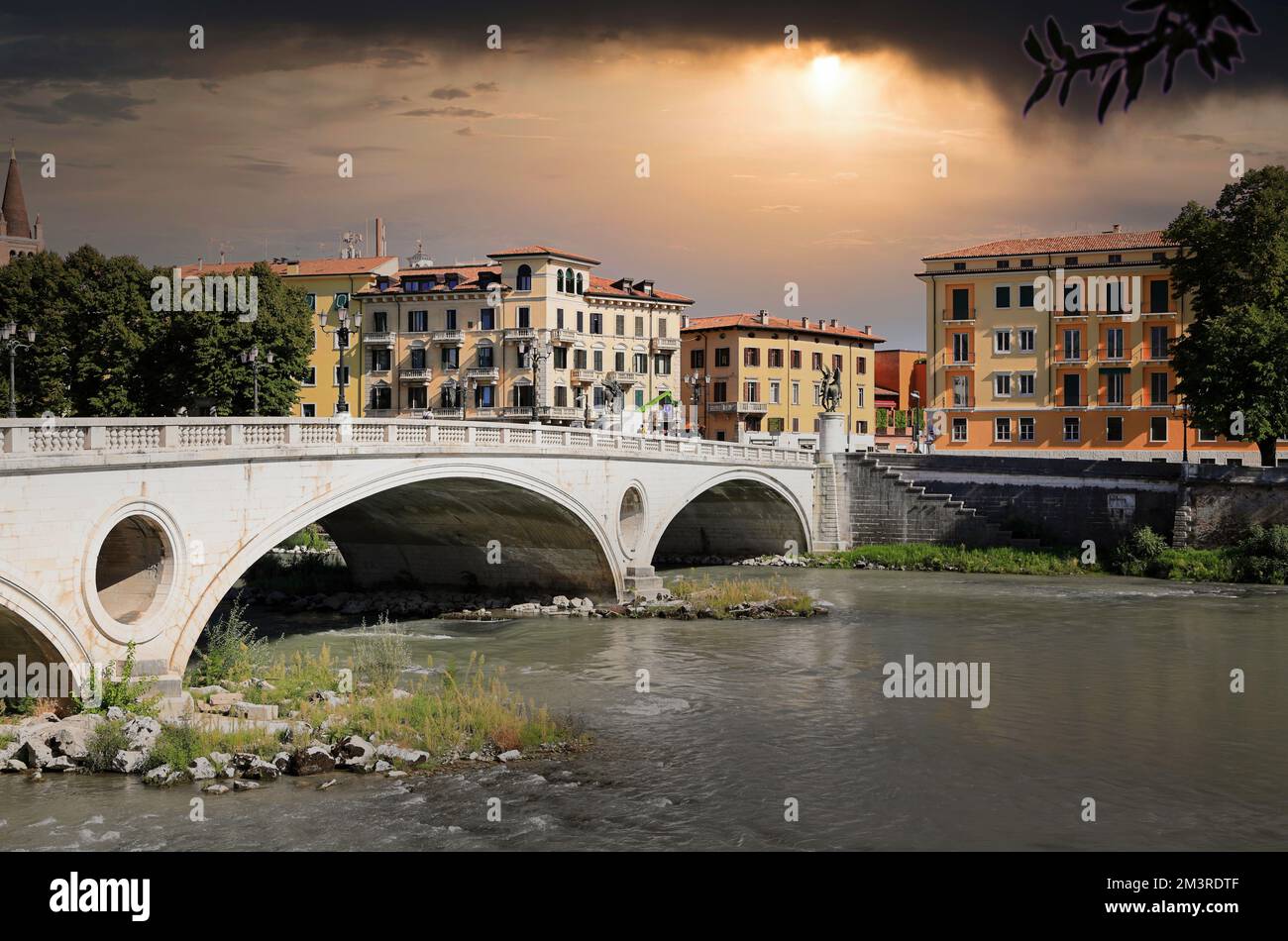 Victory Bridge (Ponte della Vittoria). Verona, Italy, Europe. Stock Photo