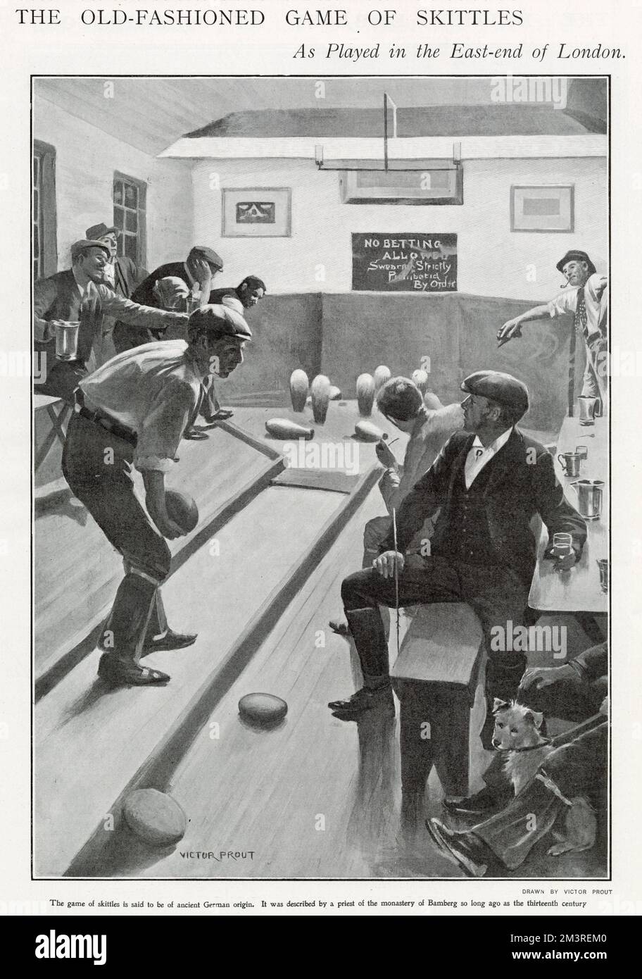 Men playing Skittles inside in the East End, London pub. Stock Photo