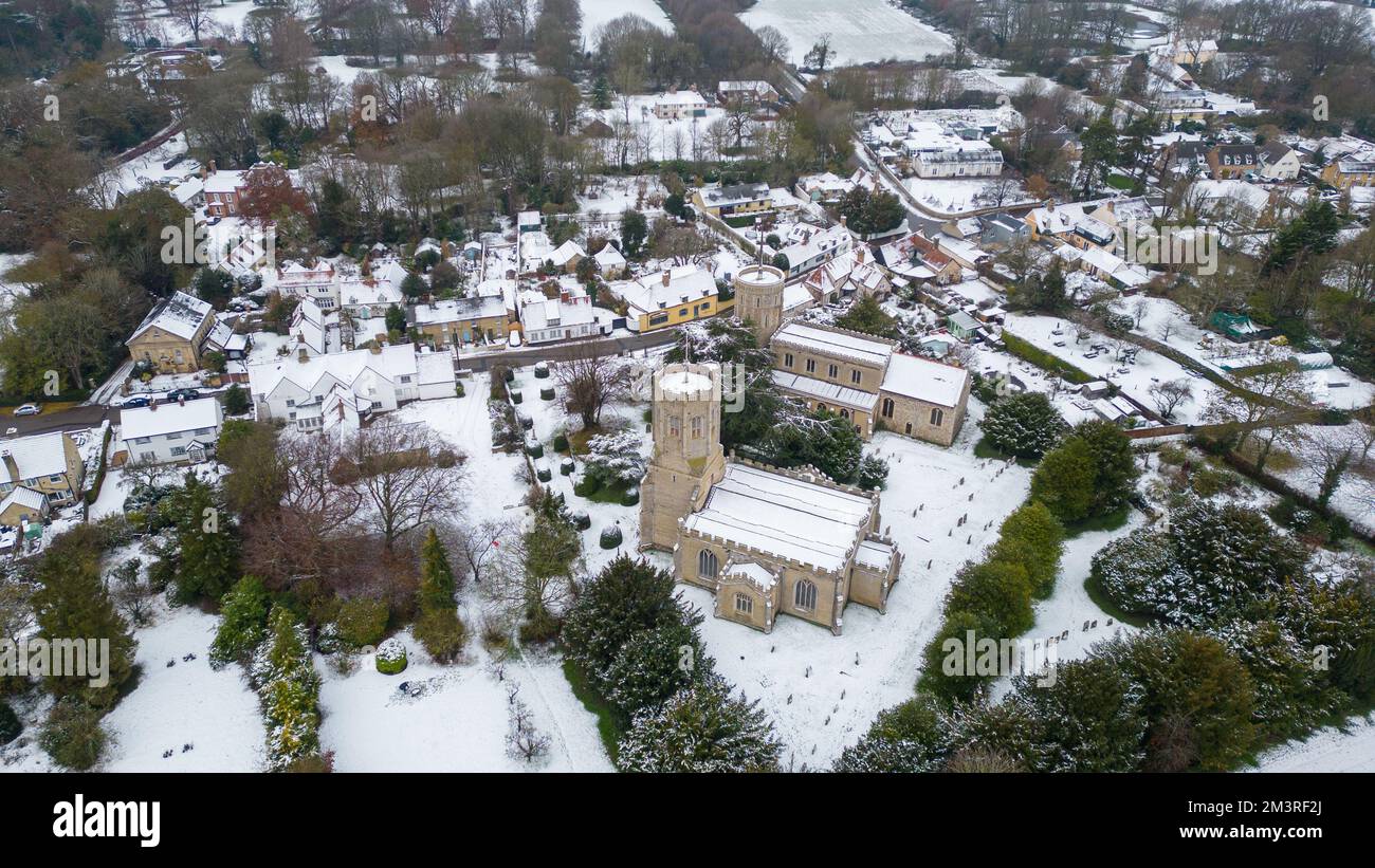 Picture dated December 12th shows the village of Swaffham Prior in Cambridgeshire covered in snow on Monday morning.  The Met Office has issued yellow Stock Photo