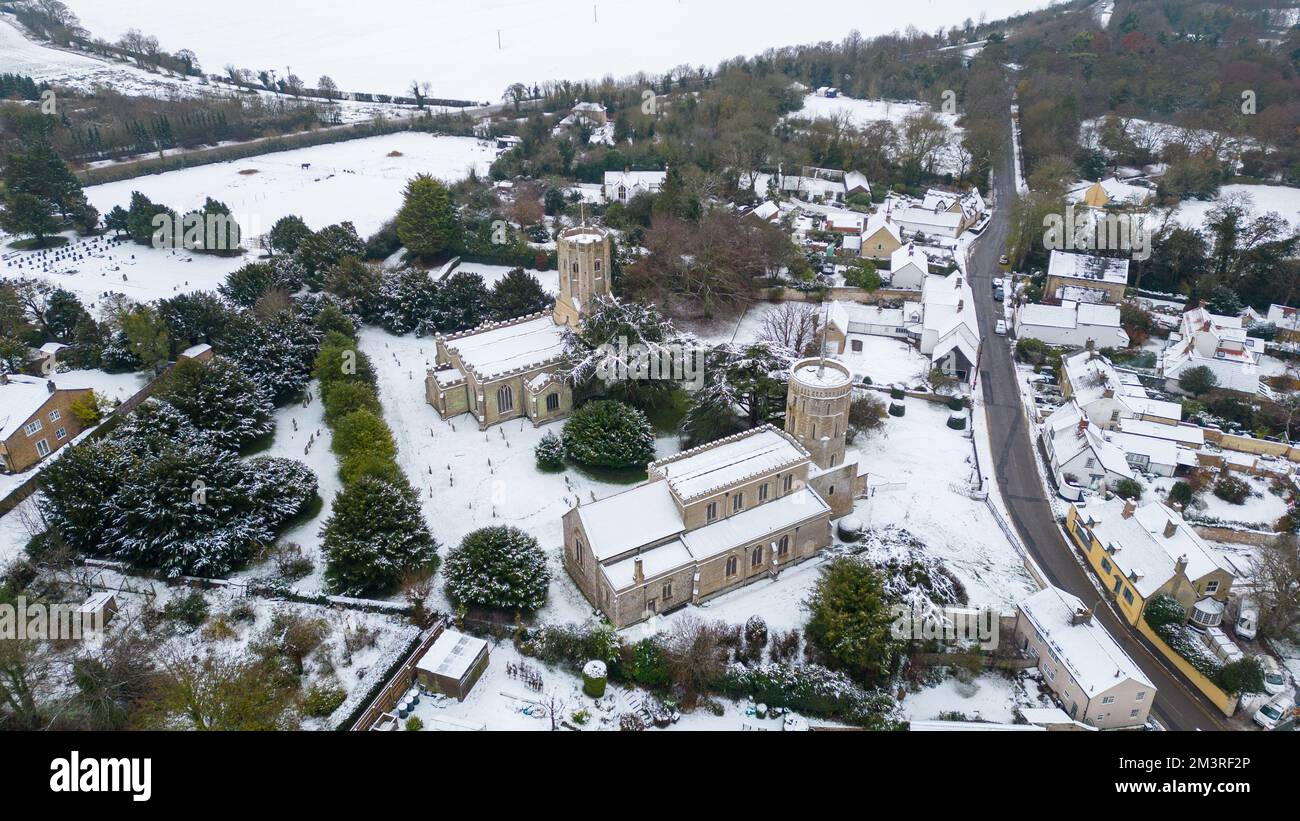 Picture dated December 12th shows the village of Swaffham Prior in Cambridgeshire covered in snow on Monday morning.  The Met Office has issued yellow Stock Photo