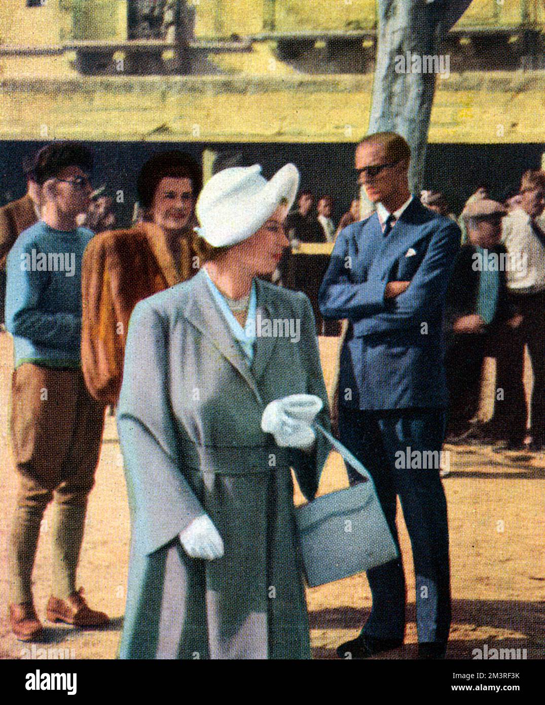 Princess Elizabeth (Queen Elizabeth II) pictured in the paddock at the