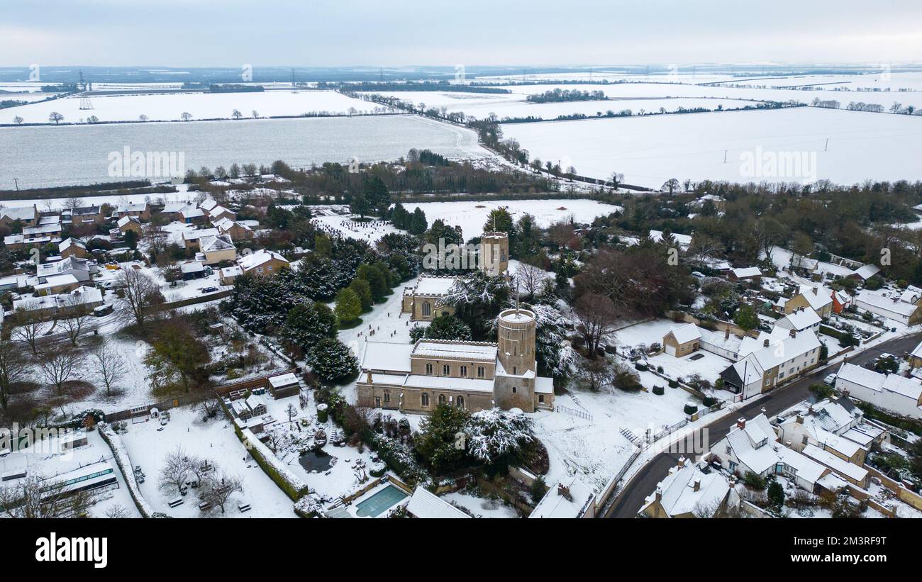 Picture dated December 12th shows the village of Swaffham Prior in Cambridgeshire covered in snow on Monday morning.  The Met Office has issued yellow Stock Photo