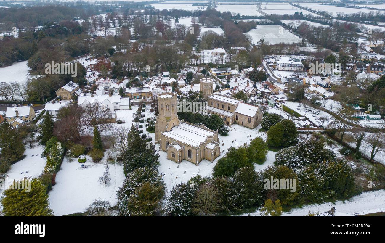 Picture dated December 12th shows the village of Swaffham Prior in Cambridgeshire covered in snow on Monday morning.  The Met Office has issued yellow Stock Photo