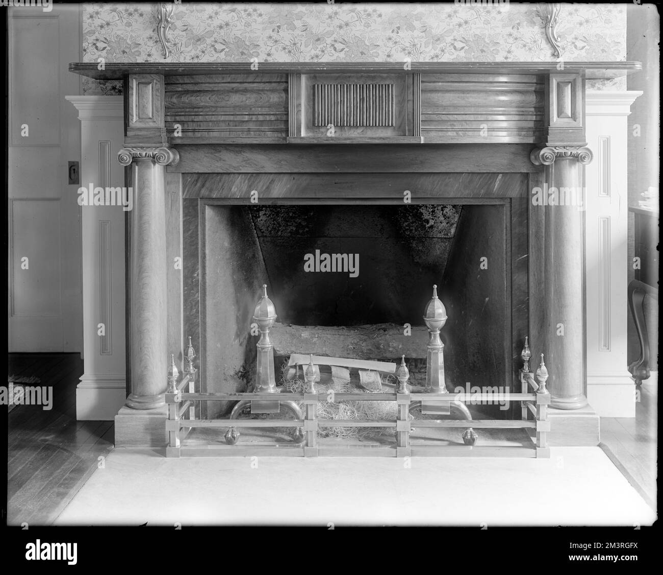 Salem, 380 Essex Street, interior detail, marble mantel, east room